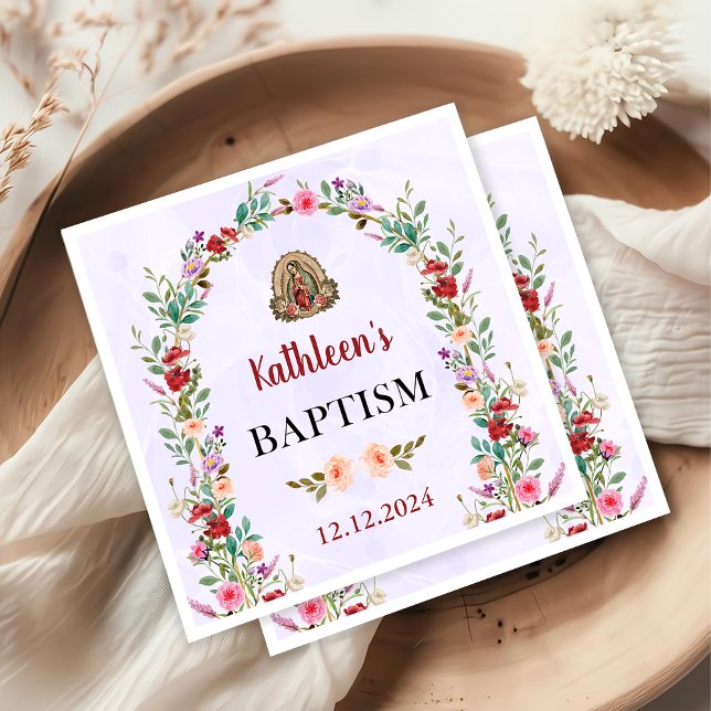 Neutralt Baptism i Blommigt av vattenfärg Pappersservett (Skapare uppladdad)