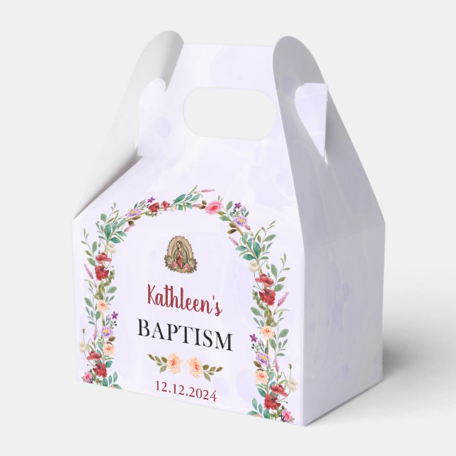 Neutralt Baptism i Blommigt av vattenfärg Presentaskar (Framsidan Sidan)