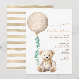 Neutralt Barly Wait Eucalyptus Baby Shower Inbjuda Inbjudningar