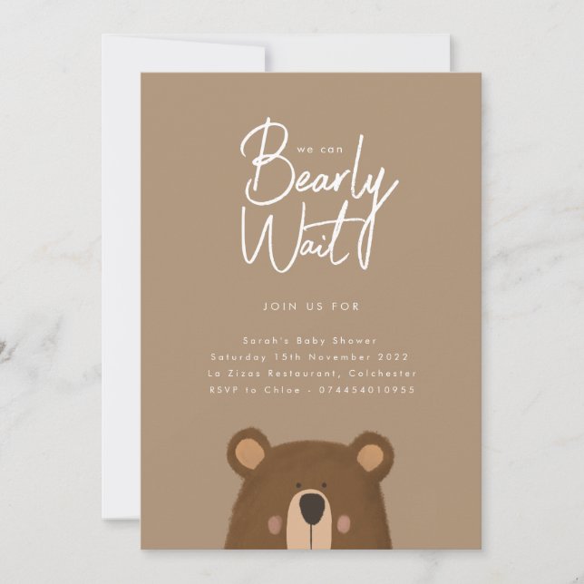 Neutralt Bear Baby Shower Party-inbjudan Inbjudningar (Framsida)