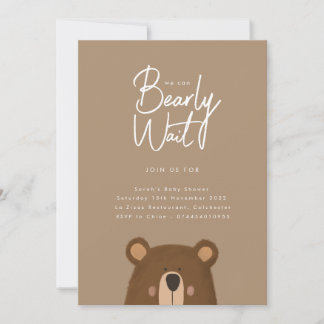 Neutralt Bear Baby Shower Party-inbjudan Inbjudningar