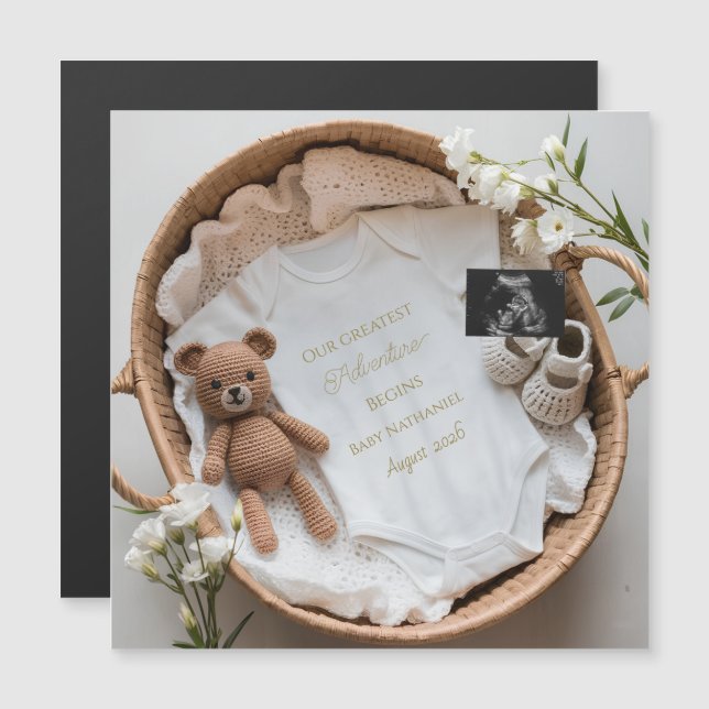 Neutralt bebis-avslöjande graviditetspresent (Fram/baksida)