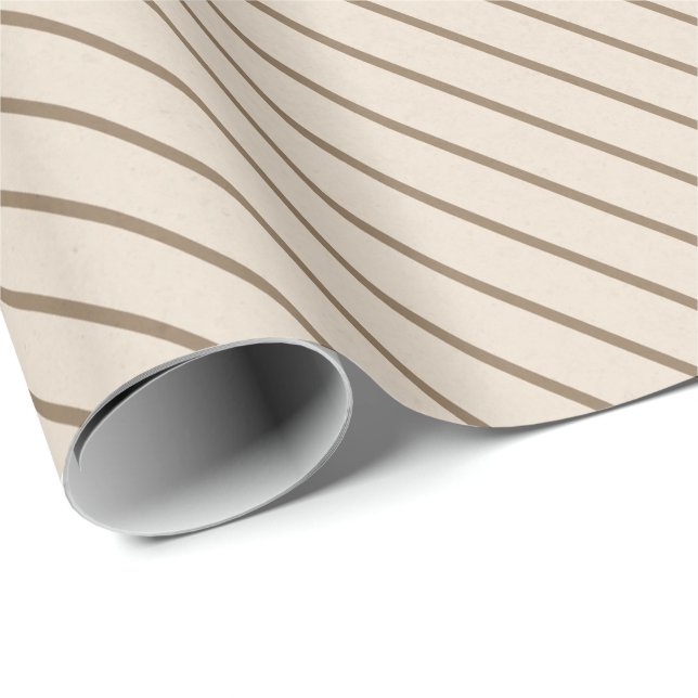 Neutralt Beige and Taupe Diagonal Stripe Gift Wrap Presentpapper (Rullad Hörn)