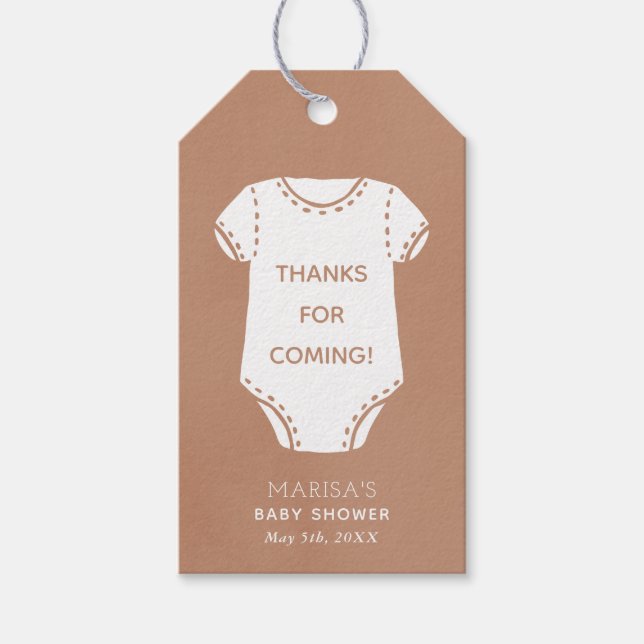 Neutralt Beige Bodydress Baby Shower Favor Gift-Mä Presentetikett (Framsidan)