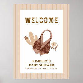 Neutralt Beige Boho Cowgirl Baby Shower Välkommen Poster