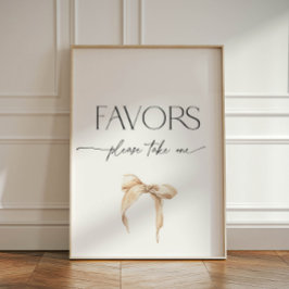 Neutralt Beige Bow Favor Brudens sida Pedestal-tec