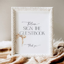 Neutralt Beige Bow undertecknar Guestbook Pedestal
