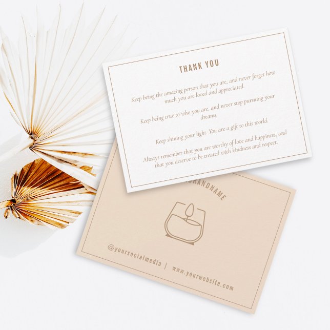 Neutralt Beige Candle Kärlek Infoga anteckning för Tack Kort (Skapare uppladdad)