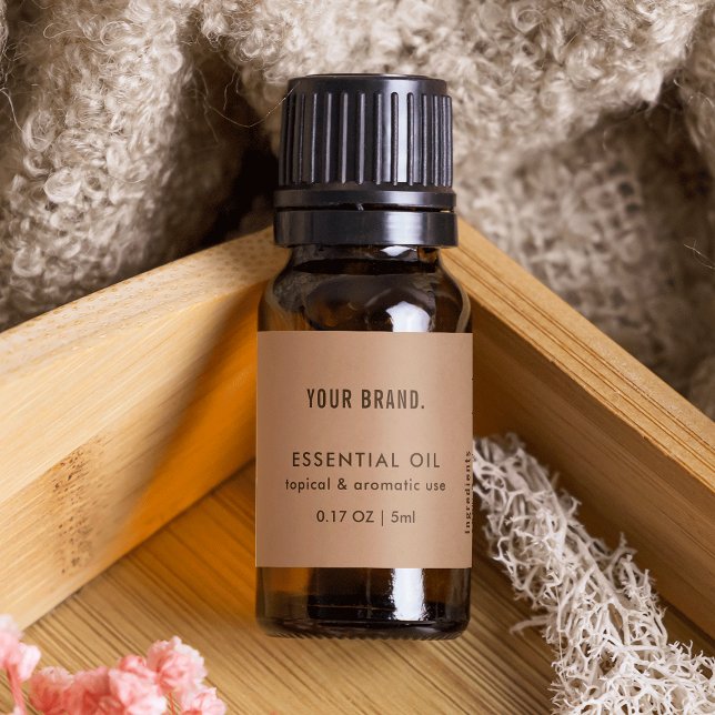 Neutralt Beige Essential Oil Dropper Flaska Wrappe Returadress Etikett (Neutral Beige Essential Oil Dropper Bottle Wrapper Label)
