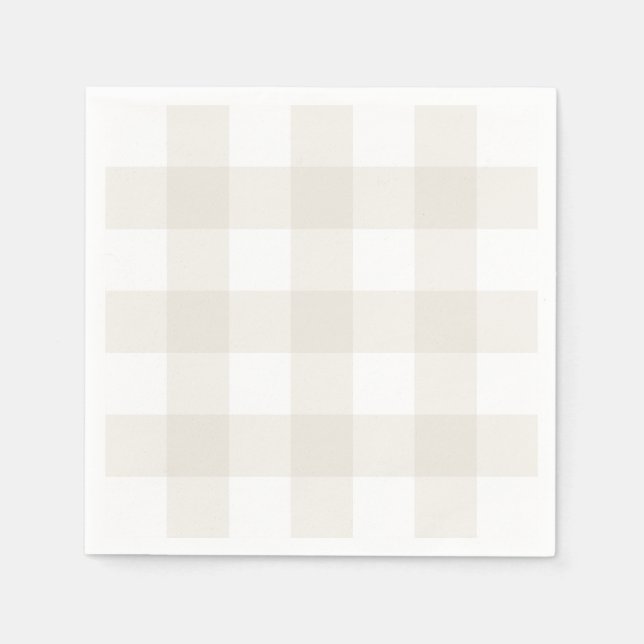 Neutralt Beige Gingham Napkins Pappersservett (Framsidan)
