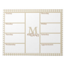 Neutralt Beige Gingham Play Weekly Planner Anteckn