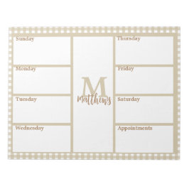 Neutralt Beige Gingham Play Weekly Planner Anteckn Anteckningsblock