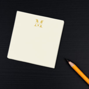 Neutralt Beige Guld Monogram Post-it Block