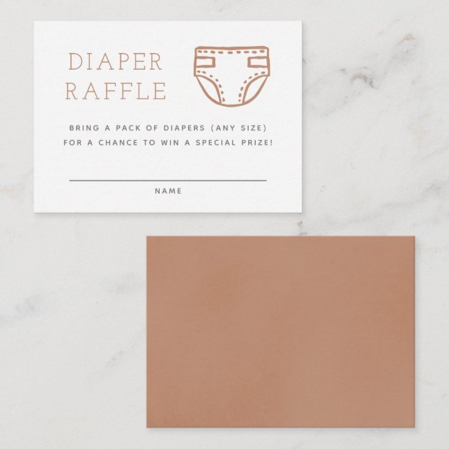 Neutralt Beige Minimalist Diaper Raffle Tilläggskort (Fram/baksida)