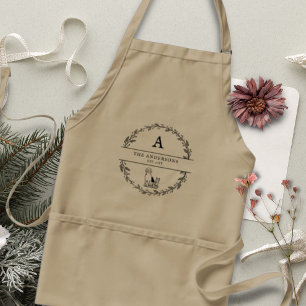 Neutralt Beige Minimalist Newlyged Gift Monogram Förkläde