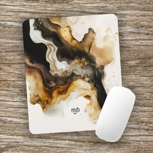 Neutralt Beige och Guld Abstrakt Inkwash Musmatta