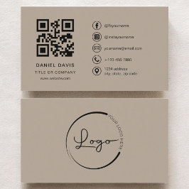 Neutralt Beige Professionell Company Logotyp QR-ko Visitkort