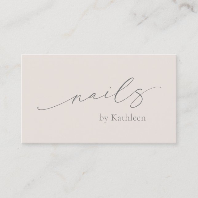 Neutralt Beige QR Code Elegant Nail Salon Modern Visitkort (Framsida)