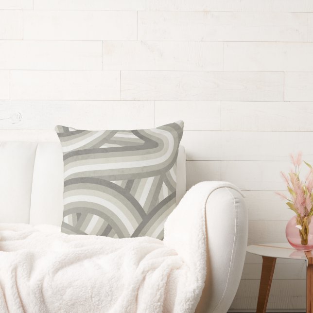 Neutralt/Beige Retro Rainbow Rand Mönster Kudde (Soffa)