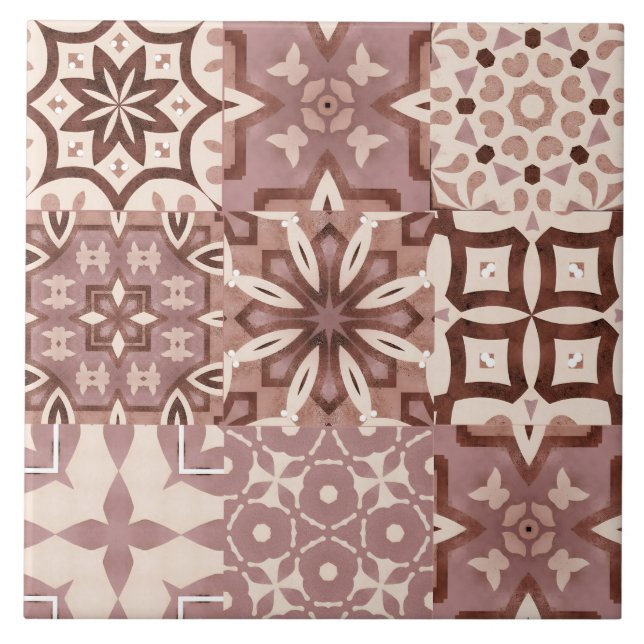 Neutralt,beige,röd,rosa,marockanska plattor kakelplatta (Framsidan)