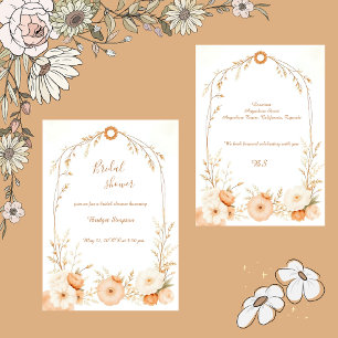 Neutralt Beige Rustic Blommigt Möhippa Inbjudningar