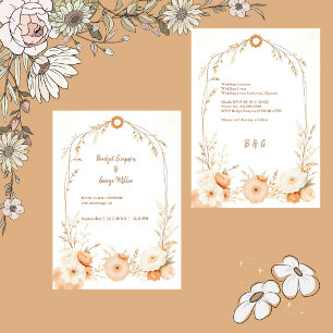 Neutralt Beige Rustic Blommigt Ram bröllop