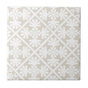 Neutralt Beige Scandinavian Oak Löv Blommigt Diamo Kakelplatta