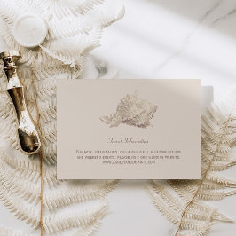 Neutralt Beige Seashell Beach Wedding Information Tilläggskort