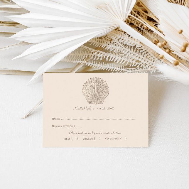 Neutralt Beige Seashell Beach Wedding OSA Kort (Skapare uppladdad)