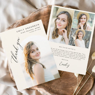 Neutralt Beige Student Simple Photo Studenten Tack Kort