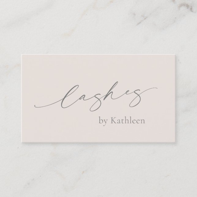 Neutralt Beige Tan QR Code Elegant Lash Modern Visitkort (Framsida)