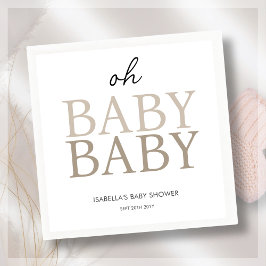 Neutralt Beige Twin Baby Shower Pappersservett