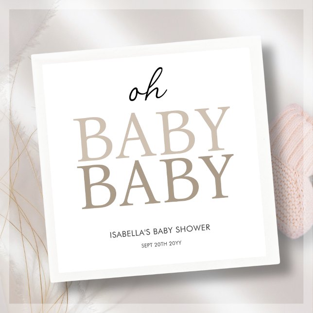 Neutralt Beige Twin Baby Shower Pappersservett (Skapare uppladdad)