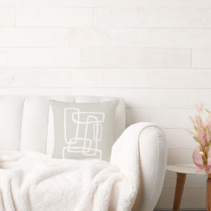 Neutralt Beige + Vit Abstrakt Interlocking Shapes Kudde
