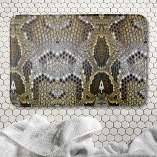 neutralt Björnskinn (bruna beige) Badrumsmatta (neutral brown beige animal print snake skin bath mat)
