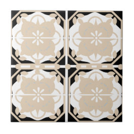 Neutralt Black and Beige Intricate Kakelplatta