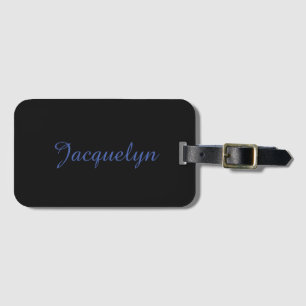 Neutralt Black & Blue Plain Elegant Modern Own Nam Bagagebricka
