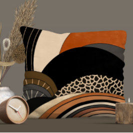 Neutralt Black Orange Modern Boho Kudde