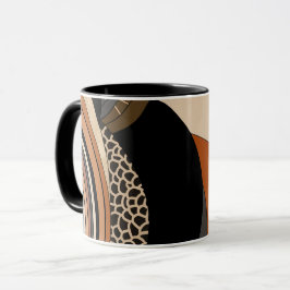 Neutralt Black Orange Modern Boho Mugg