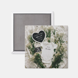 Neutralt blommigt graviditetsförklaringssouvenir magnet