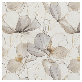 Neutralt Blommigt Linjer Fabric Tyg