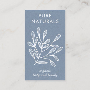 Neutralt Blue Modern Botanical Löv Simple Modern Visitkort