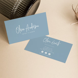 Neutralt Blue Ocean Minimalist Boho Chic Modern Visitkort