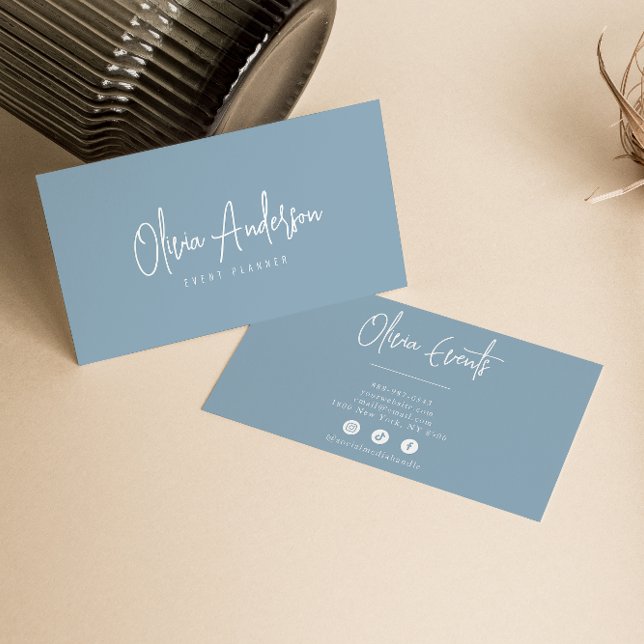 Neutralt Blue Ocean Minimalist Boho Chic Modern Visitkort (Skapare uppladdad)
