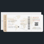 Neutralt Boarding Pass Destinationsbröllop QR-kod Inbjudningar<br><div class="desc">Boho Neutralt Beige Boarding pass bröllop biljett med en världskarta över destinationer,  Bröllop Pass,  Destination Wedding,  Passport med QR-OSA kort.</div>