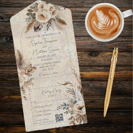 Neutralt Bohemian Stil Flowers QR-kod