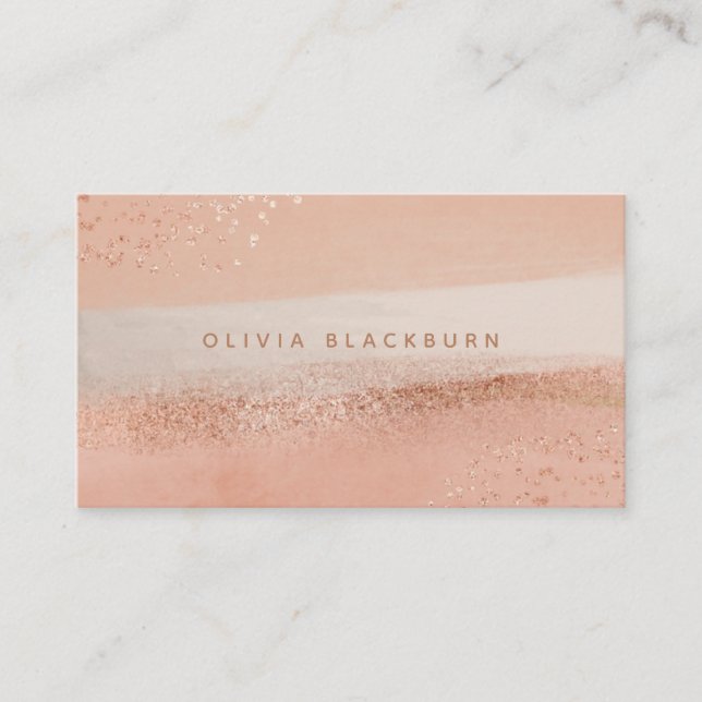 Neutralt Boho| Abstrakt Vattenfärg och Ro Guld Visitkort (Framsida)