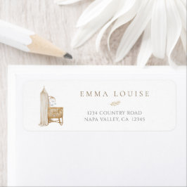 Neutralt Boho Baby Brunch Returadress Etikett