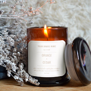 Neutralt Boho Beige Candle-produktetikett Fyrkantigt Klistermärke
