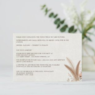 Neutralt Boho Blommigt med information om Bröllop Tilläggskort